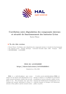 Dégradation et sécurité des batteries Li-ion : une thèse