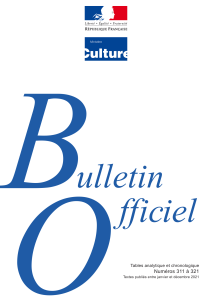Bulletin officiel Culture 2021: Tables analytique et chronologique