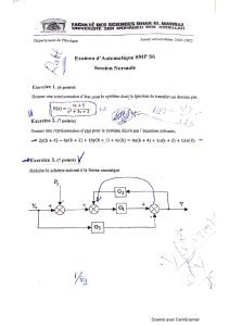 Examen d'Automatique SMP S6 - Représentation d'état et schémas
