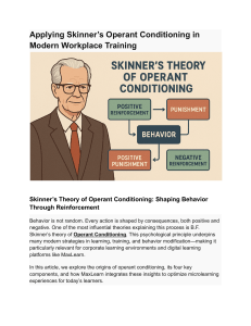 Applying Skinner’s Operant Conditioning in Modern Workplace Training