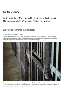 Réalités du monde carcéral belge : conditions et population