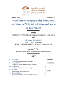 Thèse : Profil bactériologique des infections urinaires