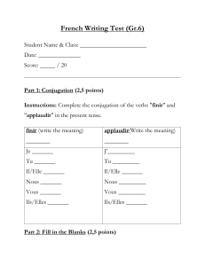 French Writing Test (Gr. 6): Conjugation, Translation, Writing