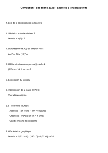 Correction Exercice Radioactivité Bac Blanc 2025