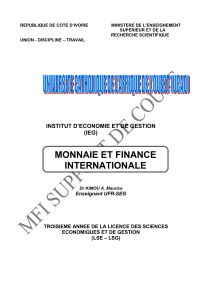 Monnaie et Finance Internationale : Plan de Cours