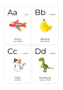 Cartes d'apprentissage de l'alphabet français