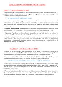 Analyse des politiques agricoles : Tonure, Traite, Paysanne, Entreprise