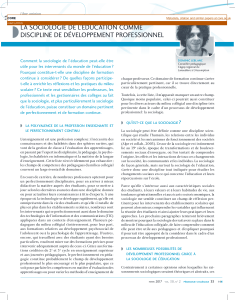 Sociologie de l'&eacute;ducation et d&eacute;veloppement professionnel