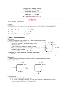 Exercices d'Élasticité: Analyse des Contraintes (M1 Génie Civil)