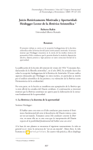Heidegger, Retórica y Aperturidad: Una Lectura Aristotélica