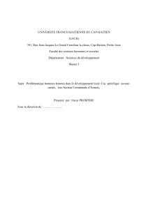 Problématique Hommes-Femmes et Développement Local à Ennery, Haïti