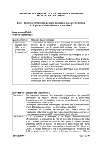Innovation et Croissance Soutenable : Proposition de Corrigé