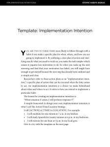 Atomic Habits: Implementation Intention Template