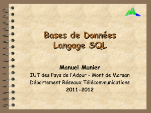 Bases de Donn&eacute;es et Langage SQL : Pr&eacute;sentation