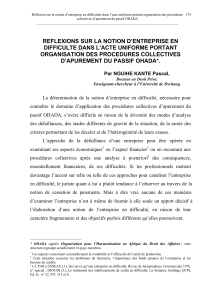 reflexion sur les entreprises en difficultes( ohada)