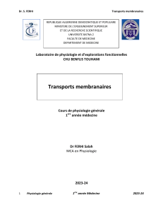 Transport Membranaire: Cours de Physiologie pour Étudiants en Médecine