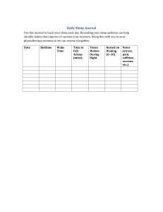 Journal de sommeil quotidien pour la physioth&eacute;rapie