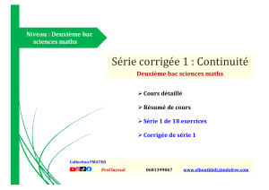 Continuité : Série d'exercices corrigés 2 Bac SM