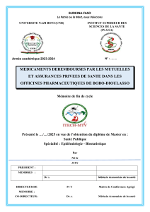 M&eacute;dicaments d&eacute;rembours&eacute;s &agrave; Bobo-Dioulasso: M&eacute;moire Sant&eacute; Publique