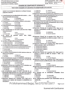 Examen de Comptabilité Générale 2 - Université