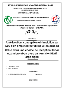 Amplificateur distribué pour radar : Conception et simulation ADS