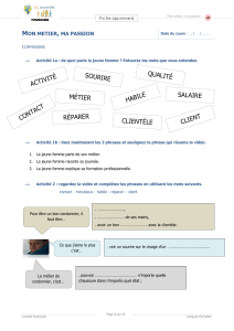 Vocabulário Francês: Meu Trabalho, Minha Paixão - Ficha