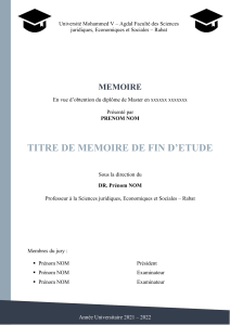Mémoire de Master - Sciences Juridiques et Économiques