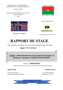 Rapport dimensionnement groupe &eacute;lectrog&egrave;ne : FORTH INVESTMENT