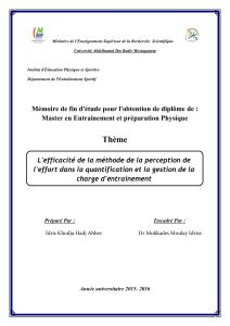 M&eacute;thode de perception de l'effort et charge d'entra&icirc;nement