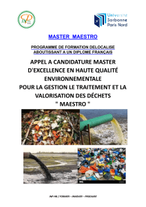 Master MAESTRO : Appel à Candidature en Haute Qualité Environnementale