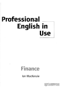 Cambridge Professional English In Use - Finance