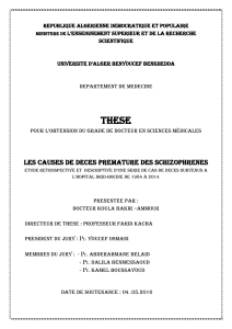 Décès Prématuré Schizophrénie: Étude Hôpital Drid-Hocine
