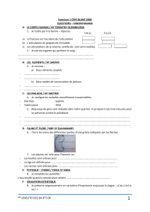 Exercices de Sciences CEPE Blanc: Corps Humain, Alimentation, Maladies