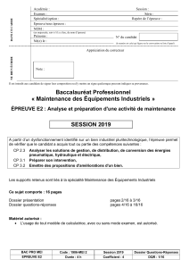 Bac Pro MEI - Épreuve E2: Maintenance Industrielle