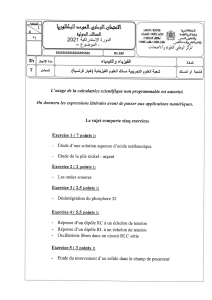 Examen Physique-Chimie Bac International - Sciences Exp&eacute;rimentales