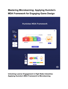 Mastering Microlearning with MDA Framework: Engaging Game Design