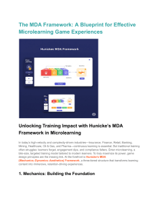 MDA Framework for Microlearning Game Design
