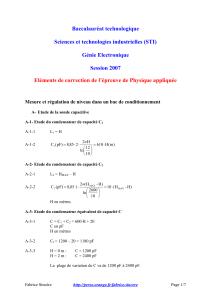 Correction d'examen Physique appliquée STI Génie Electronique