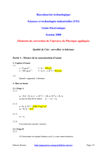 Correction d'examen Physique Appliquée - Qualité de l'air