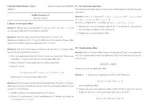 Espaces Affines : Exercices d'Alg&egrave;bre 4 - Universit&eacute; Lyon 1
