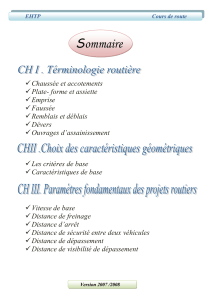 Cours de route : Terminologie et conception routière