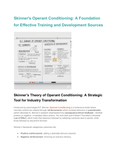 Skinner's Operant Conditioning  A Foundation for Effective Training and Development Sources