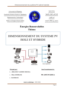 Dimensionnement Système PV Isolé et Hybride : Mémoire de Recherche