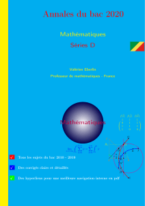 Annales Bac D Math&eacute;matiques 2010-2019 : Sujets et Corrig&eacute;s