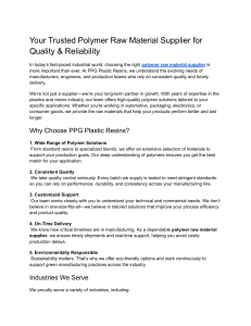 PPG Plastic Resins: Polymer Raw Material Supplier