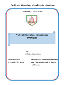 Profil nutritionnel h&eacute;modialys&eacute;s chroniques - Th&egrave;se