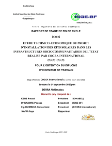 Rapport de stage : Kits solaires et infrastructures au Burkina Faso