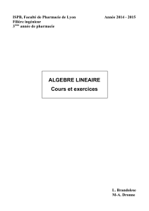 Cours et exercices d'algèbre linéaire pour étudiants en pharmacie