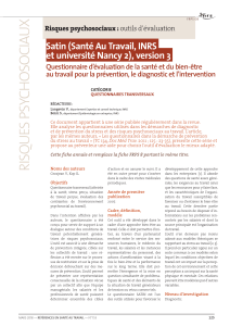 Outil d'évaluation des risques psychosociaux : Questionnaire SATIN