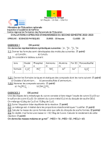 Examen de Sciences Physiques 2nde: Formules, &Eacute;quations, St&oelig;chiom&eacute;trie